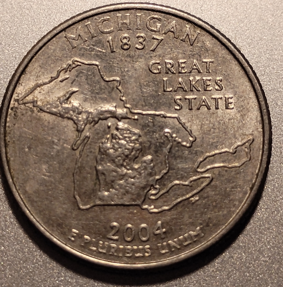 Michigan 1837 Great Lakes State State 2004 D Quarter Coin